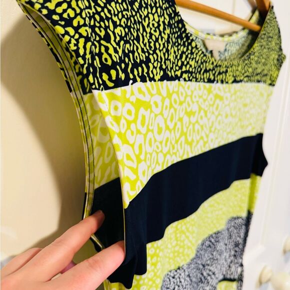 Banana Republic Lime and Black Patterned Midi Dress size Small - Picture 5 of 7